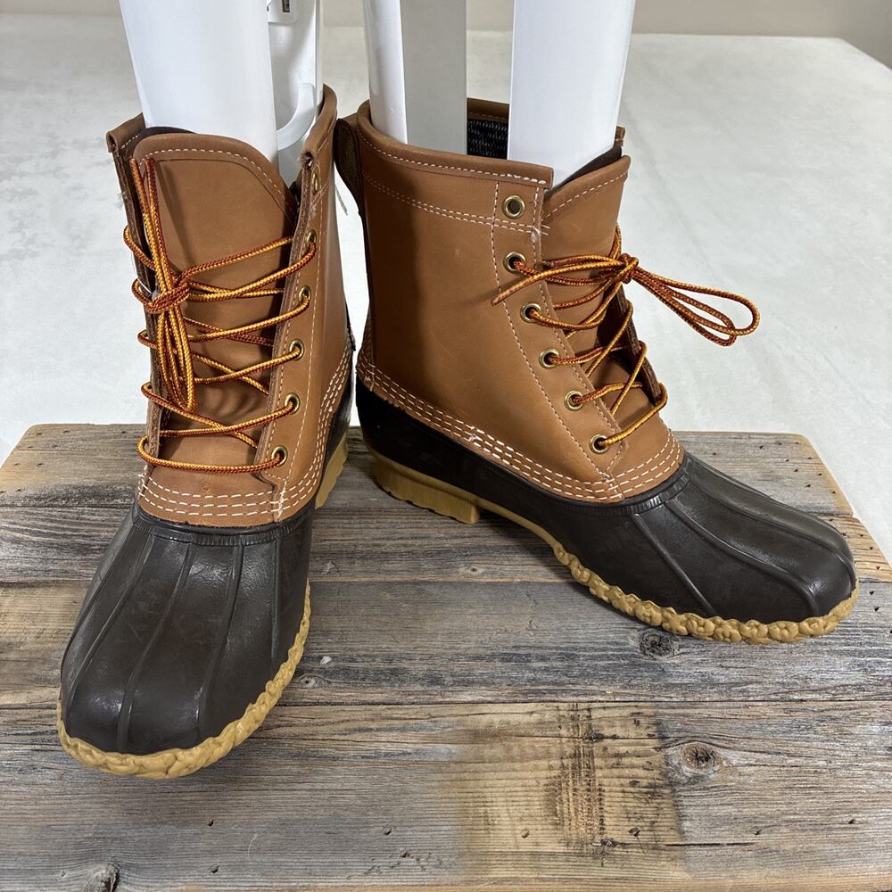 L.L. Bean Duck Boots Women Size 7 Brown Leather Rubber Toe Gortex Lined Charity